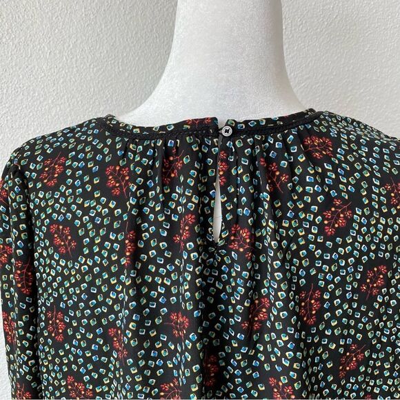 Premise Studio Y2K Black Peasant Floral Art Deco Blouse Medium - Picture 7 of 12